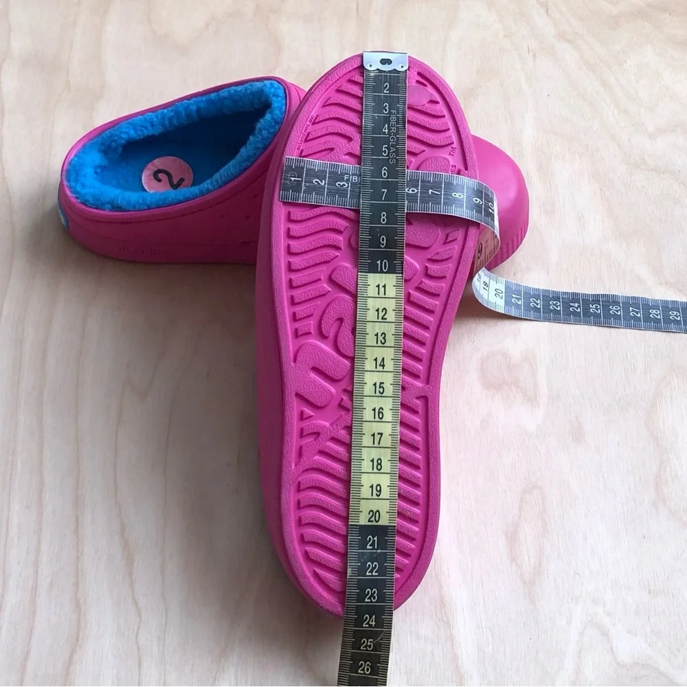 Native Bright Pink Blue Lined Clogs Girls Sz 2